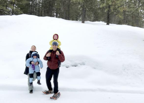 Michael Doyle and his family on a snowshoeing trip.