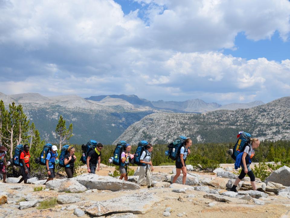 Students backpacking in Yosemite