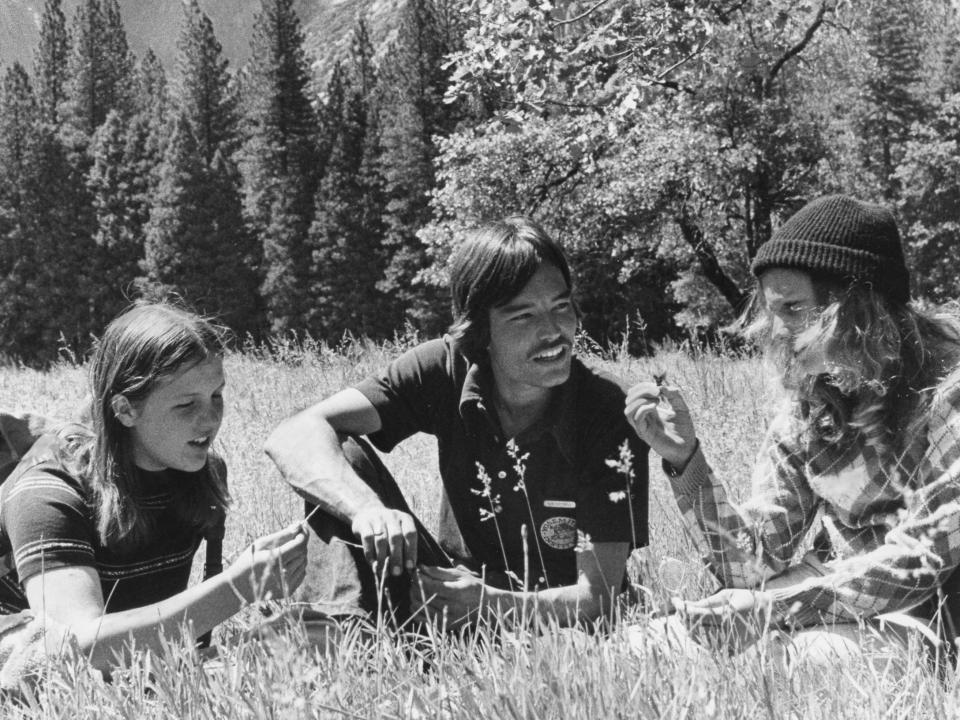 NatureBridge students in the Yosemite Valley with their educator in 1971.